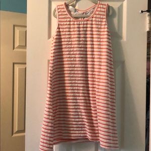Girls orange and white striped dress